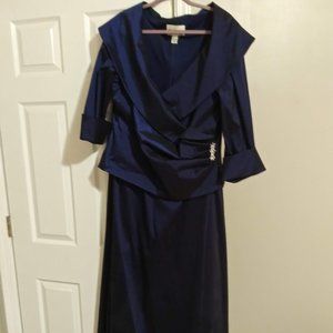 Davids Bridal Navy Satin Mother of the Bride Dress